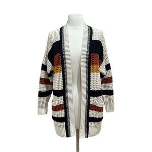 Express Multicolor Striped Open Front Oversized Cardigan Size XS